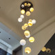 Modern staircase lamp long chandelier loft villa