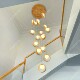 Duplex staircase chandelier log style hollow decorative light