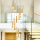 Solid wood duplex staircase long chandelier mid-century style loft lamp