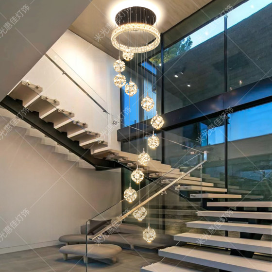 Smart plug-in Ping An Guo living room stairwell long chandelier
