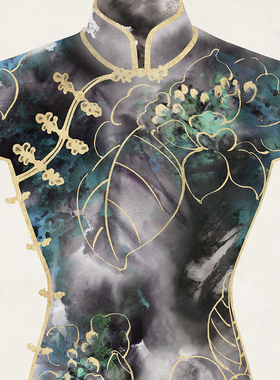 《旗袍》中古风客厅装饰画新中式水墨客厅挂画中式旗袍艺术摆画