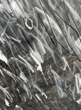 艺购现代高级感黑色手绘油画