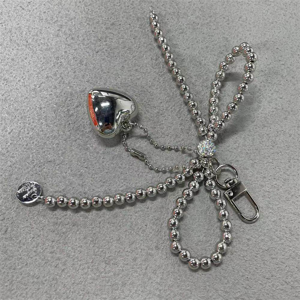 韩国ins银色蝴蝶结银爱心吊坠吊饰钥匙挂饰耳机包挂件小众设计diy,淘宝优惠券,粉丝福利购,淘宝优惠卷