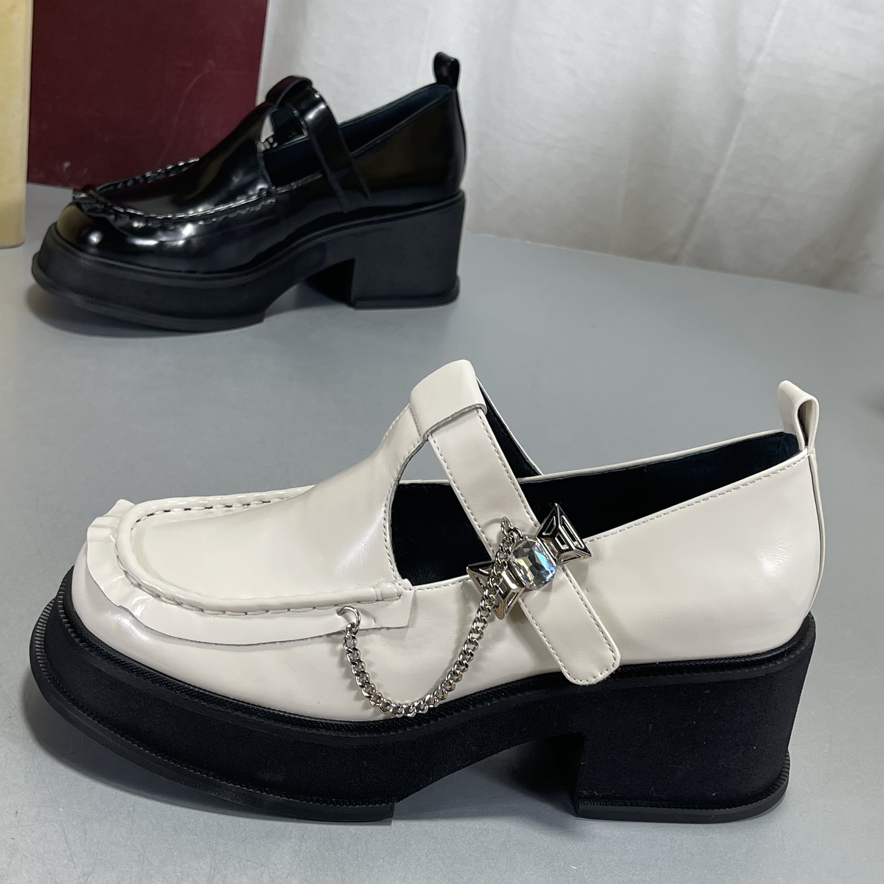 厚底粗跟小皮鞋女2026新款真皮一字带玛丽珍高跟鞋学院风复古单鞋,淘宝优惠券,粉丝福利购,淘宝优惠卷