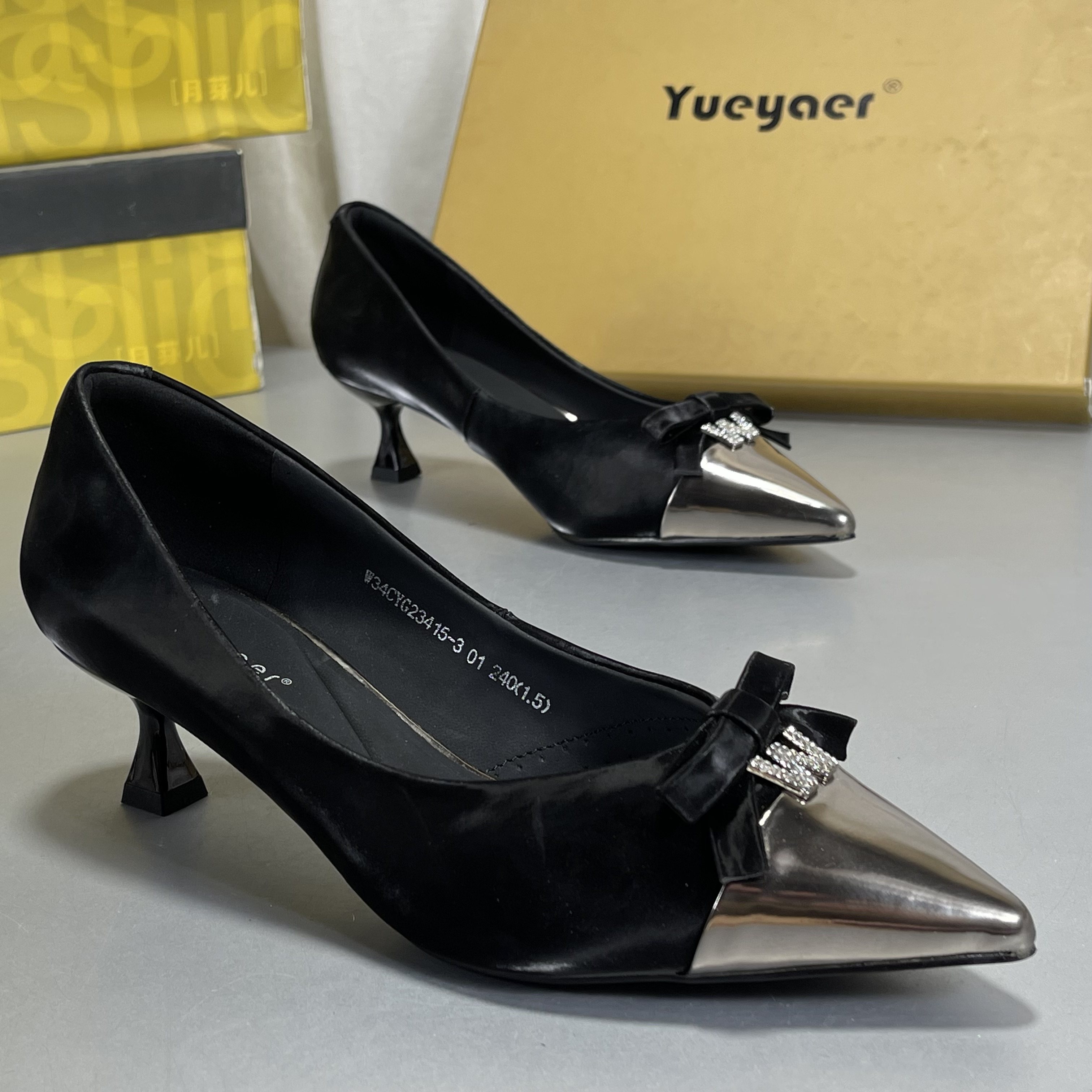 月芽儿蝴蝶结浅口单鞋牛皮法式细跟不累脚2026新款真皮通勤工作鞋,淘宝优惠券,粉丝福利购,淘宝优惠卷