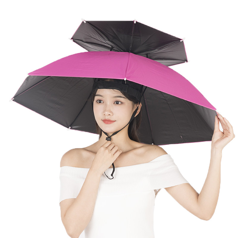 务农伞帽头戴式雨伞大号防晒双层太阳头顶伞遮阳防雨钓鱼伞垂钓带_虎窝淘