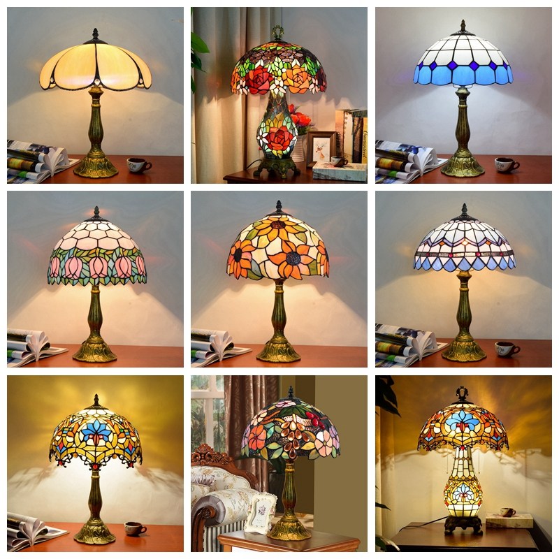 欧琈蒂凡尼彩色艺术玻璃复古装饰灯欧式调光酒吧客厅卧室床头台灯,淘宝优惠券,粉丝福利购,淘宝优惠卷