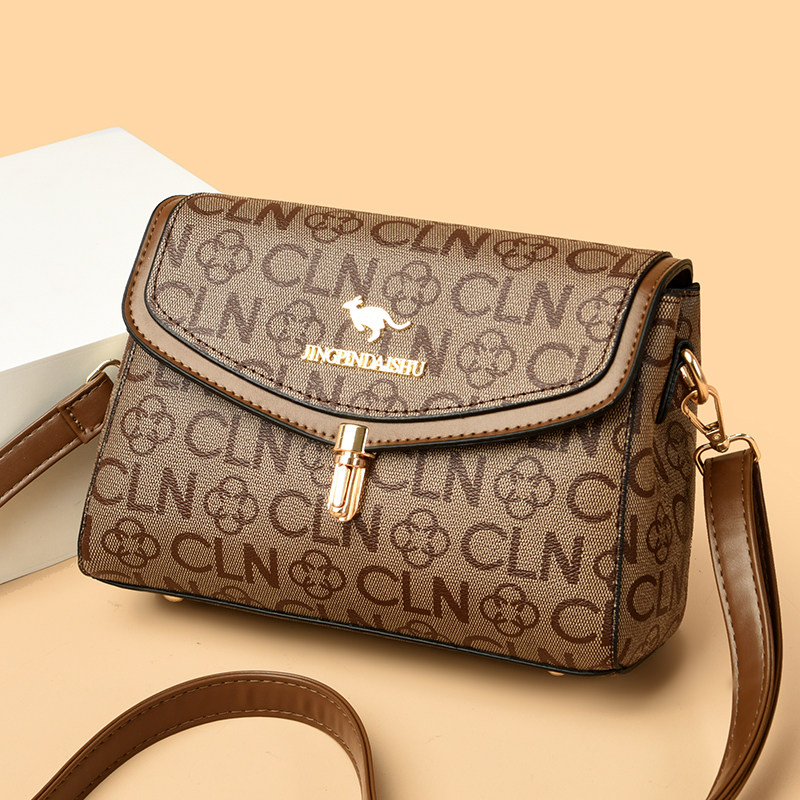 品牌正品真皮印花小方包女2024新款软皮中年妈妈包百搭单肩斜挎包,淘宝优惠券,粉丝福利购,淘宝优惠卷