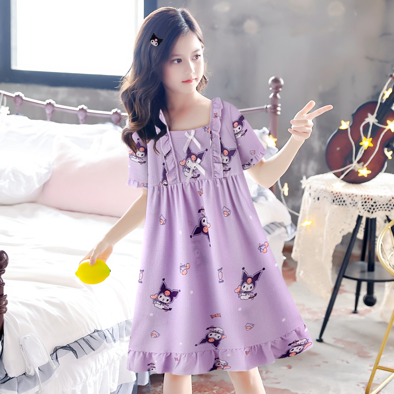 2025新款女童睡裙夏季薄款纯棉薄款卡通库洛米公主风家居服可外穿,淘宝优惠券,粉丝福利购,淘宝优惠卷