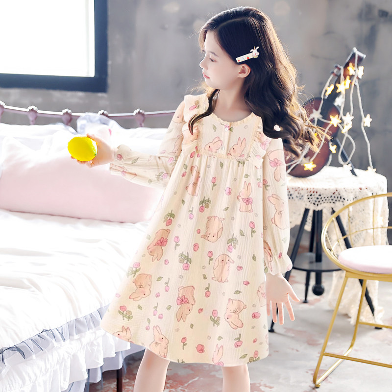 女童长袖中大童棉纱款超萌可爱卡通兔子家居服睡衣睡裙女孩春秋季,淘宝优惠券,粉丝福利购,淘宝优惠卷