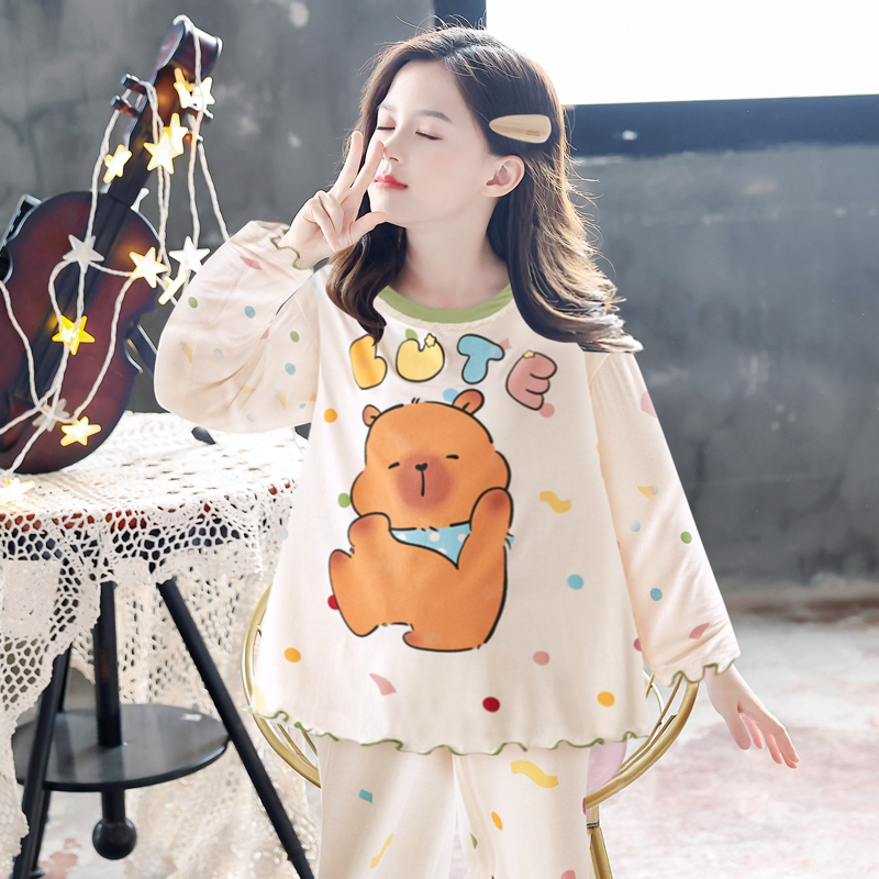 莫代尔睡衣女童中大童春秋夏季薄款长袖儿童空调家居服套装,淘宝优惠券,粉丝福利购,淘宝优惠卷