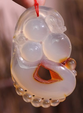 源饰界-天然冰彩玉髓挂件龙如意水晶洞吉祥挂件大号可做毛衣链66#