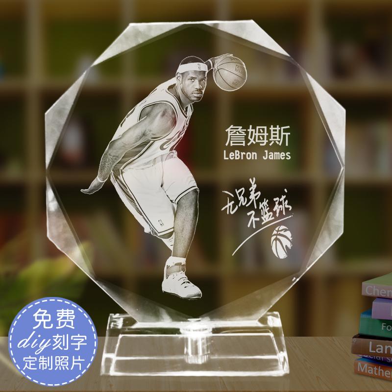 NBA科比詹姆斯手办模型水晶篮球摆件diy刻字送男朋友同学生日礼物 - 图3