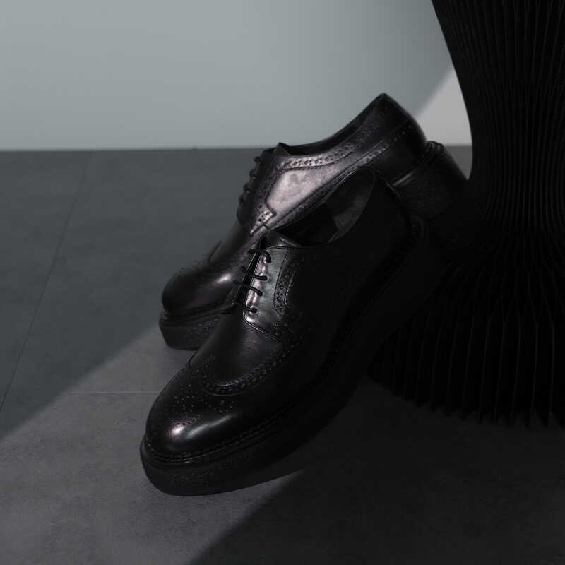 viplander德比鞋男高级感手工商务通勤布洛克雕花皮鞋男150505-B - 图0