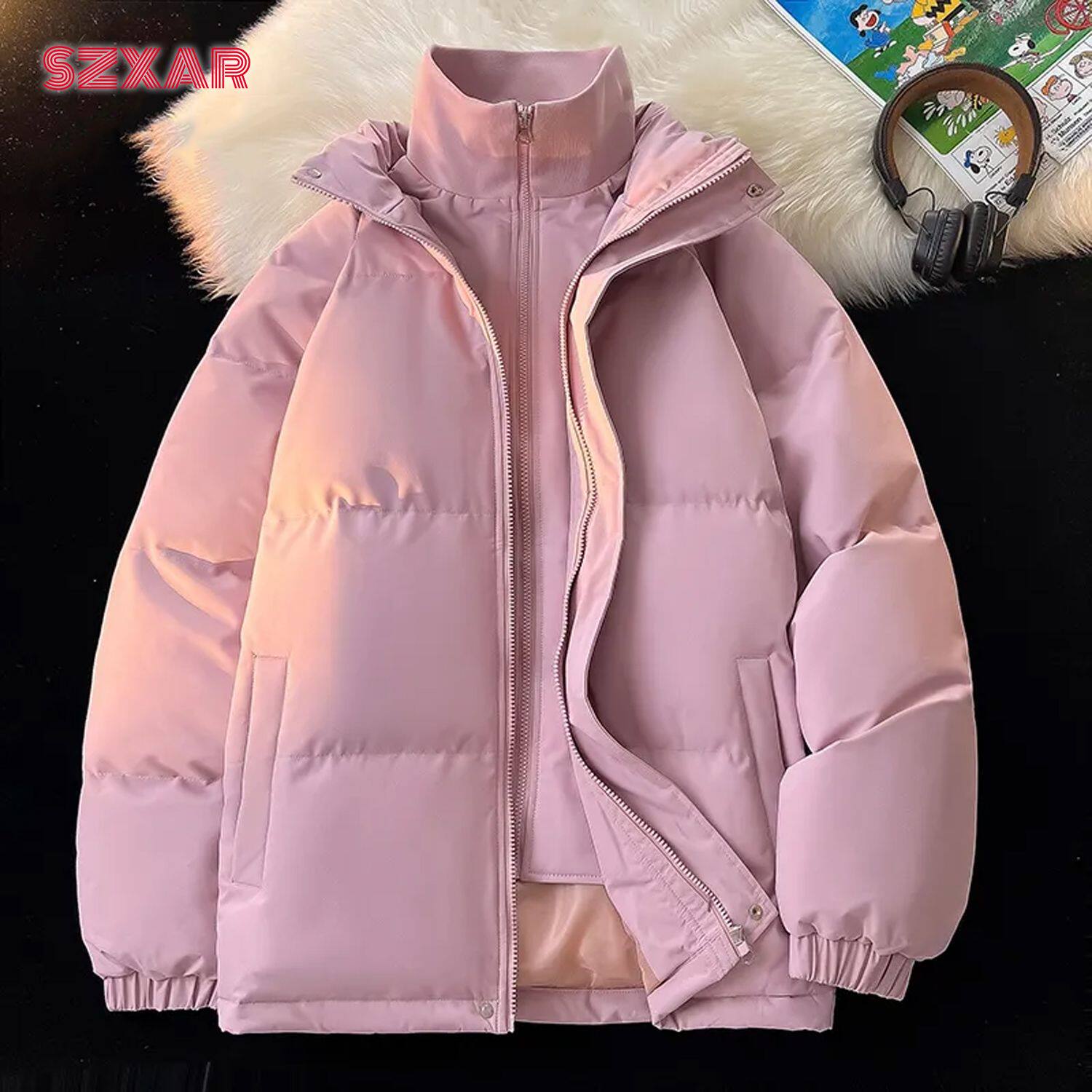 美式运动篮球棉衣男士冬季新款休闲加厚保暖棉服情侣面包服外套