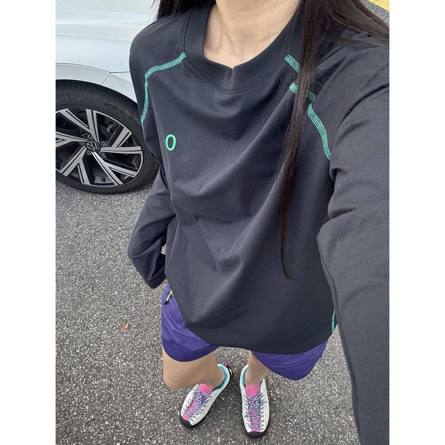 彩色哈苏线长袖t恤男女2025秋冬运动骑行服户外凉感插肩袖上衣服,淘宝优惠券,粉丝福利购,淘宝优惠卷