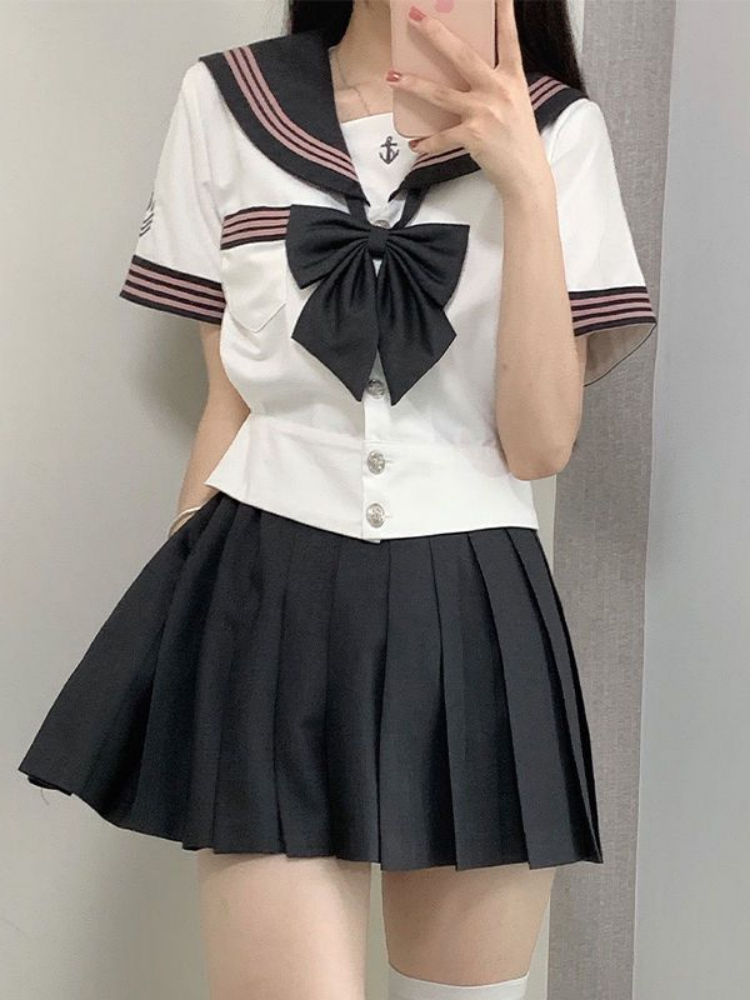 jk制服原创正版水手服日系学院风套装短袖春季夏季学生校供套装女 - 图1