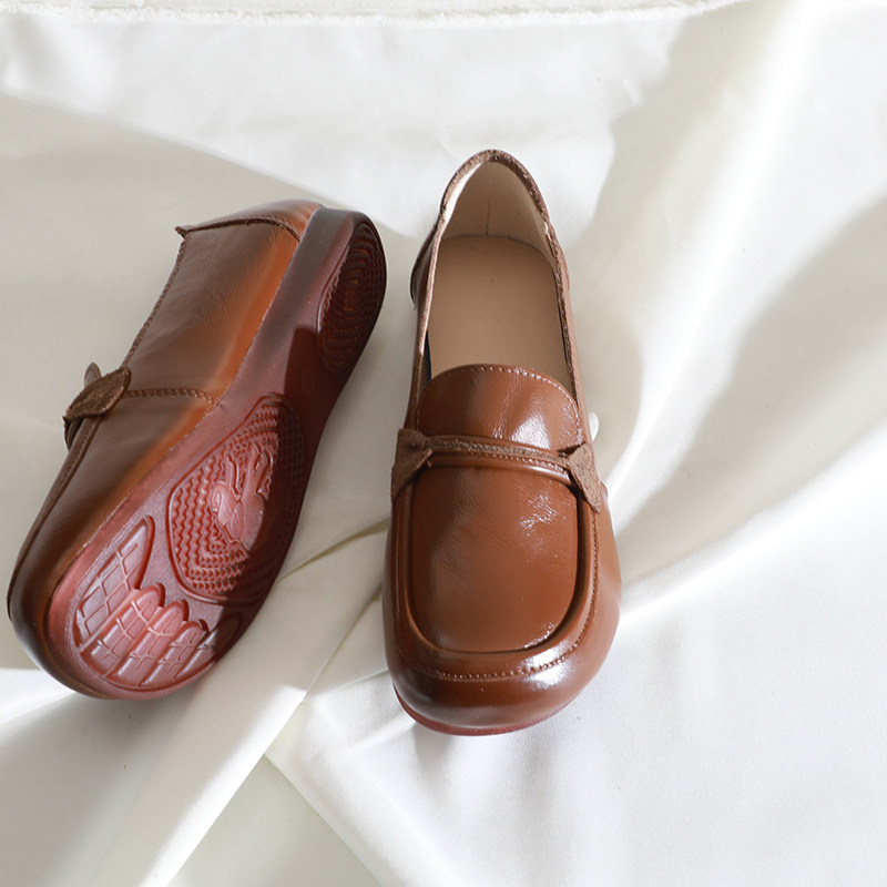 莲花府邸2026春季复古简约单鞋一脚蹬懒人鞋舒适妈妈鞋牛皮女鞋子,淘宝优惠券,粉丝福利购,淘宝优惠卷