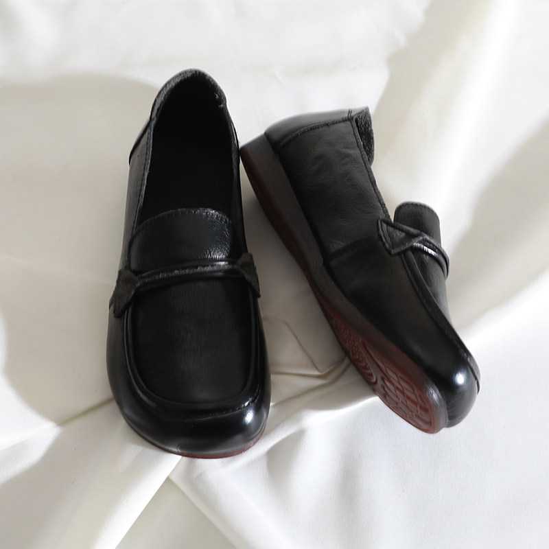 莲花府邸2026春季复古简约单鞋一脚蹬懒人鞋舒适妈妈鞋牛皮女鞋子,淘宝优惠券,粉丝福利购,淘宝优惠卷