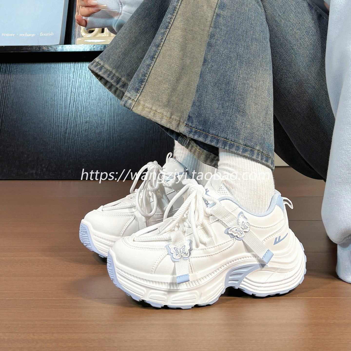 回力原创蝴蝶运动鞋女皮面冬季加绒网红爆款百搭保暖厚底老爹鞋女,淘宝优惠券,粉丝福利购,淘宝优惠卷