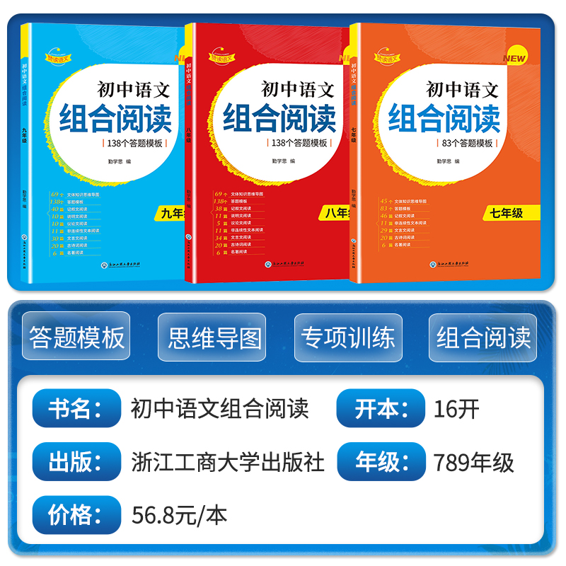 赞读初中语文阅读组合训练阅读理解138个答题模板公式法答题技巧初一二三下册阅读专项训练七八九人教版中考必读名著阅读课外书-图0