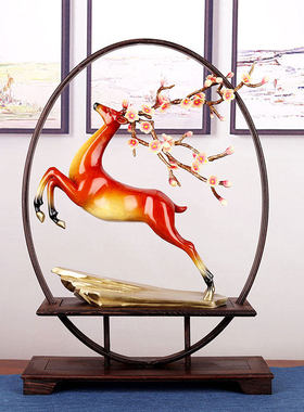 铜梅花鹿摆件家居福鹿步步高升酒柜装饰客厅玄关桌面中式工艺礼品