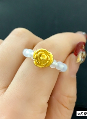 女越南沙金时尚玫瑰花戒指不掉色