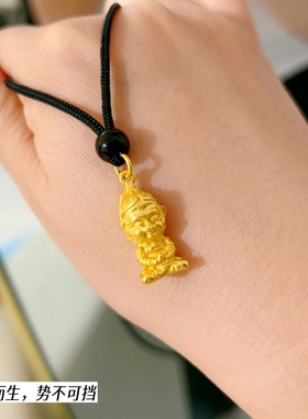 网红铜合金男女越南沙金镀金黑悟空项链吊坠齐天大圣黑绳久不掉色