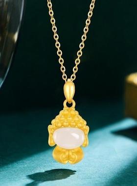 女越南沙金佛头吊坠不掉色