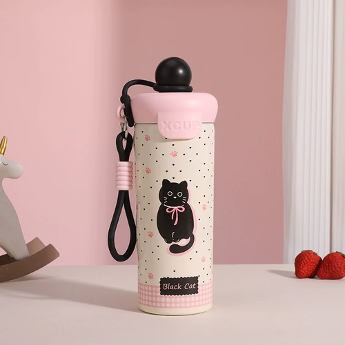 Двухэтажный портативный милый стакан из нержавеющей стали с животными