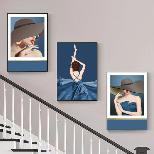 北欧风客厅装饰画现代简约楼道三联挂画客厅玄关走廊过道背景墙画 - 图1