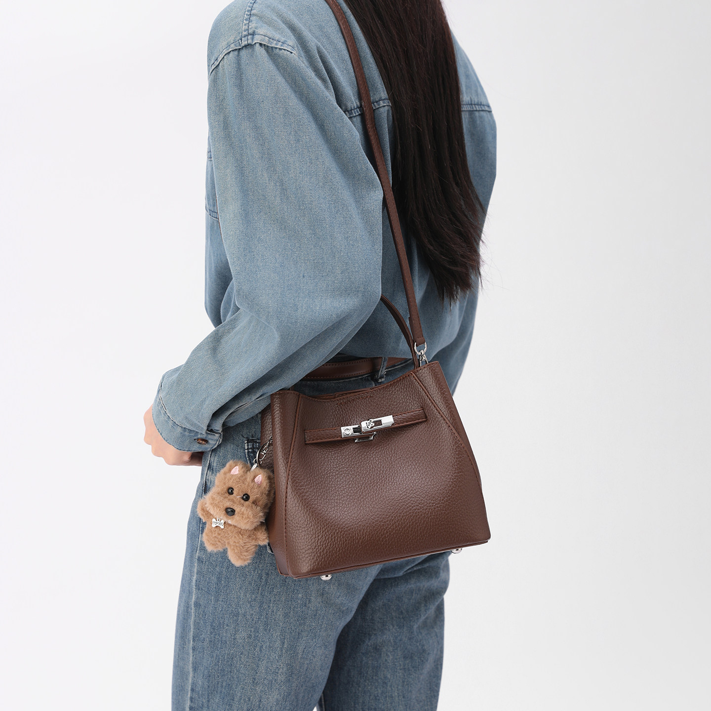 真皮菜篮子水桶包包女2025新款潮时尚百搭小众单肩斜挎包手提女包,淘宝优惠券,粉丝福利购,淘宝优惠卷