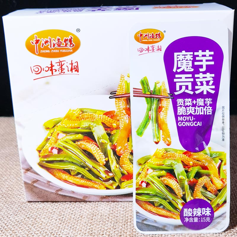 中洲渔馆魔芋素虾滑贡菜香辣蒜香蒜蓉酸辣味休闲解馋零食追剧小吃 - 图1