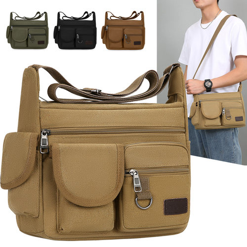 工地工作大容量多层工具包休闲男包男包帆布单肩大包日韩斜挎包 - 图0