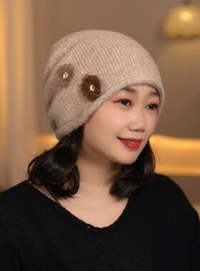 秋冬新款高弹针织帽休闲日常百搭堆堆帽保暖护耳显脸小毛线帽女士