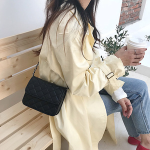 韩版百搭菱格链条包