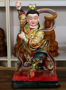 哪吒三太子香樟木雕家用客厅摆件