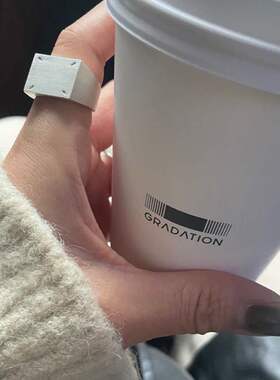 欧美S925银方形戒指女复古几何立体嘻哈开口指环蹦迪夸张食指戒潮
