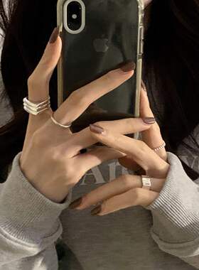 韩版S925银个性三层戒指女复古时尚气质嘻哈指环叠戴创意食指戒潮