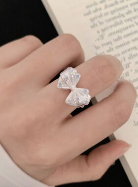 甜酷蝴蝶结戒指女时尚个性轻奢精致优雅开口指环创意小众食指戒潮