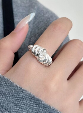 几何镂空多层线条戒指女简约时尚绳结冷淡风开口指环嘻哈食指戒潮