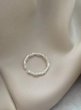 个性麻花简约戒指女复古时尚S925银莫比乌斯开口指环韩版食指戒潮