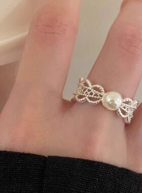 甜美蕾丝镂空花边戒指女法式轻奢宫廷风精致开口指环ins风食指戒