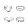 Sweet and cool smiley face graffiti smile ring for women versatile fashion personality temperament S925 silver open ring index finger ring trendy