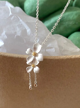 小清新栀子花朵吊坠项链女简约流苏时尚百搭锁骨链ins风网红颈链