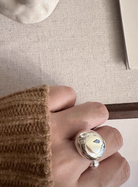 几何光面戒指女夸张时尚个性金属S925镀银开口指环嘻哈朋克食指戒