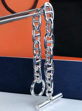 欧美几何猪鼻子手链男女个性气质嘻哈S925银手环小众跨境朋克手饰