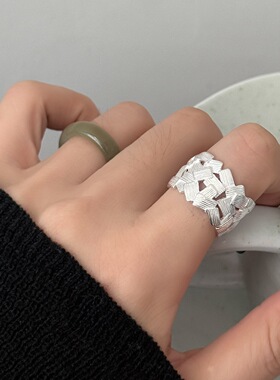 破碎感不规则戒指女个性时尚网红嘻哈开口指环百搭叠戴创意食指戒
