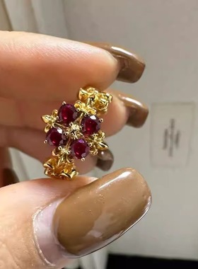 甜美荆棘花朵戒指女宫廷风轻奢优雅精致开口指环ins风小众食指戒