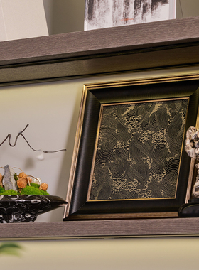 样板间茶空间茶柜层板装饰摆件画